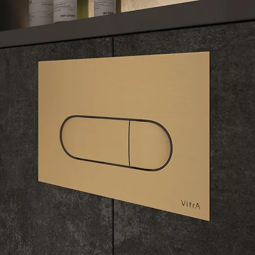 Кнопка смыва для инсталляции VitrA Root Round 740-2225 двойной смыв, брашированное золото, 740-2225