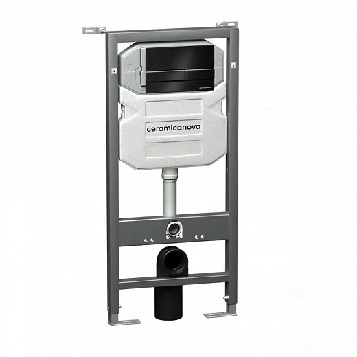 Инсталляция Ceramicanova Envision с унитазом Ceramicanova Metric CN3007_1002B_1000 Rimless CN3007, крышка микролифт, клавиша Flat черный матовый
