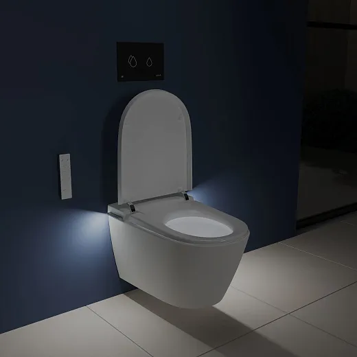 Унитаз подвесной умный  VitrA V-Care 3 Prime крышка микролифт, с функцией биде, пульт ДУ, белый, 7777B403-6399