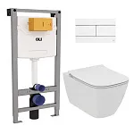 Комплект: инсталляция OLI 120 с кнопкой Slim белой и унитаз подвесной Ideal Standard i.life B с тонким сиденьем Soft-Close