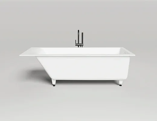 Ванна Salini Cascata Kit 104513MF, 180 х 80 см, из искусственного камня S-Sense, с донным клапаном, цвет белый матовый, покраска по RAL полностью