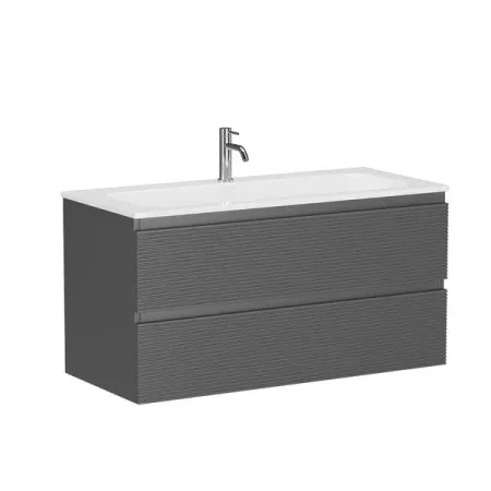 Тумба под раковину Sancos Folk FL100GS, 100 см, подвесная, с рельефным фасадом, цвет grey soft
