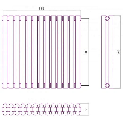 Радиатор отопления Сунержа Эстет-11, 13 секций, боковое подключение, цвет шампань, 020-0302-5013