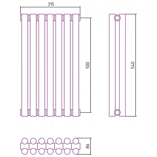 Радиатор трубчатый Сунержа Эстет-11, 7 секций, ширина 31,5 см, высота 50 см, боковое подключение, цвет состаренная бронза, 05-0302-5007 Радиатор трубчатый Сунержа Эстет-11, 7 секций, ширина 31,5 см, высота 50 см, боковое подключение, цвет состаренная бронза, 05-0302-5007