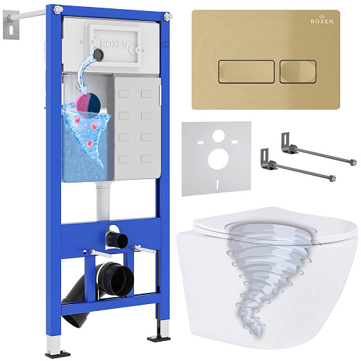 Комплект инсталляции с унитазом 6 в 1 Roxen StounFix Dual Fresh 968332 (состоит из: 710200, Caspia 410280GB, 530205-01)