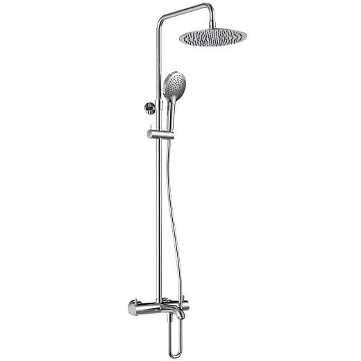 AQM8008CR   Душевая система  AQUAme с терм. и изливом, Ø250, лейка 3 реж,  высота 1100-1500мм, Хром