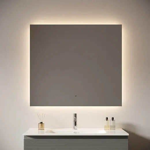Зеркало Sancos Square 2.0 SQ2.900, 90 x 70 см, с подсветкой, c сенсорным выключателем, цвет белый