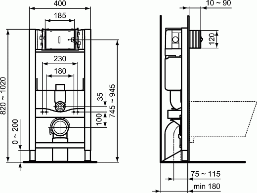 Система инсталляции для унитазов Ideal Standard Prosys FS 150 M R009167