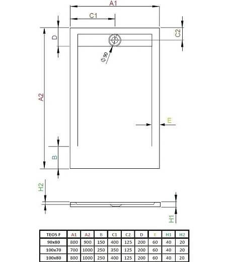 Поддон для душа Radaway Teos HTF10080-74 F, 100 x 80 см, прямоугольный Поддон для душа Radaway Teos HTF10080-74 F, 100 x 80 см, прямоугольный