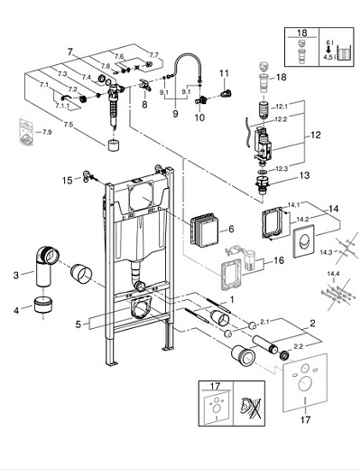 Инсталляция для унитаза Grohe Rapid SL 38719001 с кнопкой белой