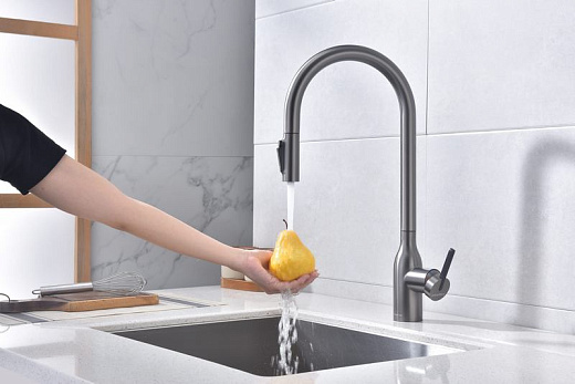 Смеситель PAULMARK UNIVERSAL Un213880-GM, (черный/вороненая сталь)