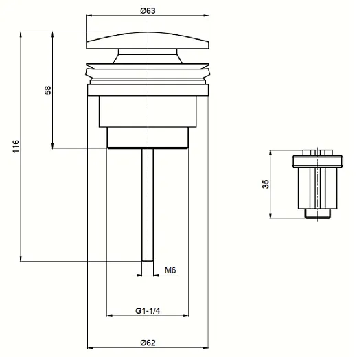 AQM7003CR Донный клапан AQUAme, Хром