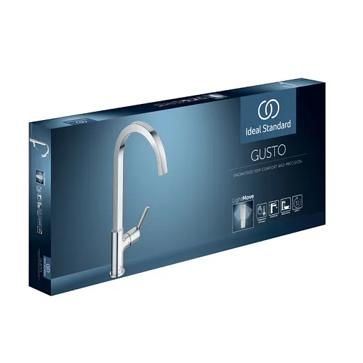 Смеситель для кухонной мойки Ideal Standard GUSTO BD411GN  с высоким трубчатым квадратным изливом R-типа