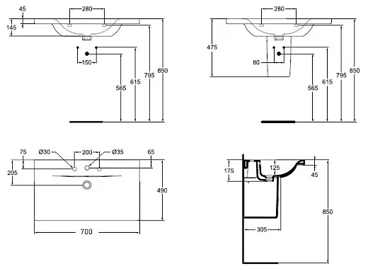 Раковина Ideal Standard Connect new E812801 (70 см)