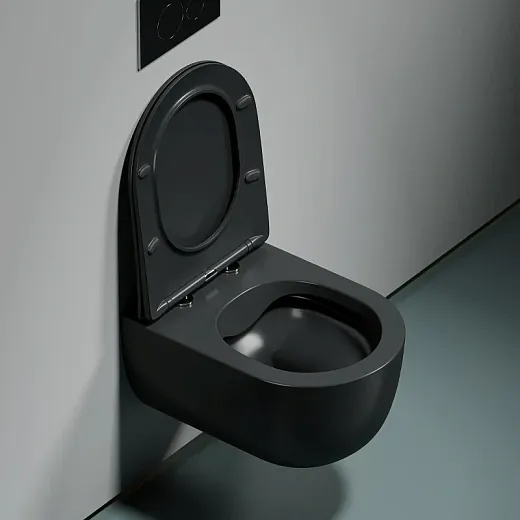 Подвесной унитаз Ceramica Nova Modena, CN6063MDH, безободковый, крышка-сиденье микролифт, темный антрацит матовый, сантехфарфор
