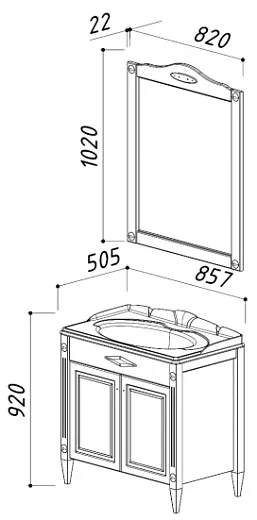 Зеркало Belux Империя В 85 82х102см, слоновая кость/золото, 4810924220721