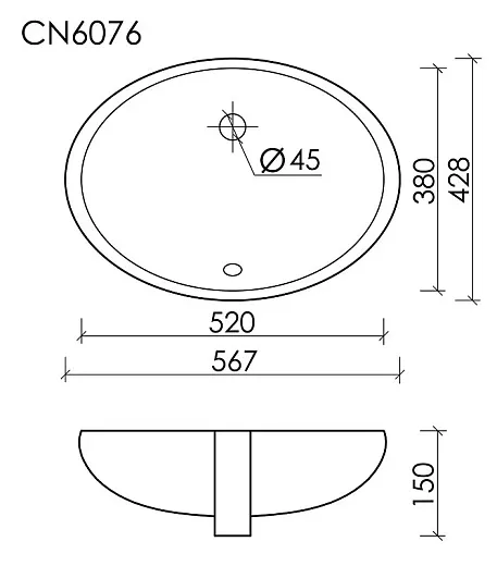Умывальник Ceramicanova Element CN6076 52см сантехфарфор белый, CN6076