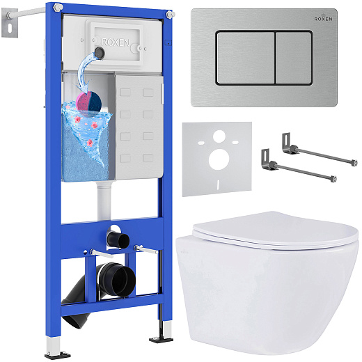 Комплект инсталляции с унитазом 6 в 1 Roxen StounFix Dual Fresh 968418 (состоит из: 710200, Steel 420280S, 530185-01) Комплект инсталляции с унитазом 6 в 1 Roxen StounFix Dual Fresh 968418 (состоит из: 710200, Steel 420280S, 530185-01)