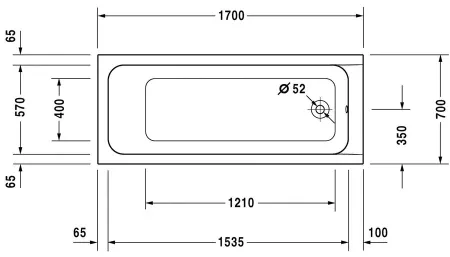 Ванна акриловая Duravit D-Code, белый, 170х70см,  700098000000000