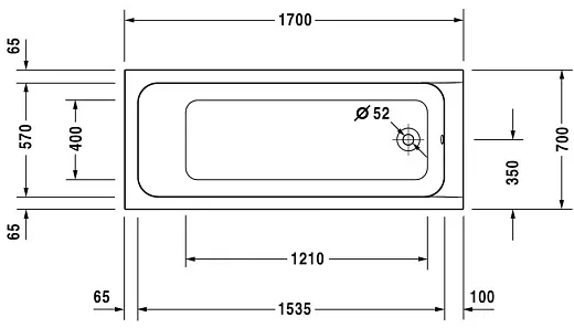 Ванна акриловая Duravit D-Code, белый, 170х70см,  700098000000000