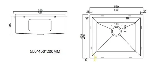 Мойка кухонная ARFEKA ECO AR 550*450 SATIN