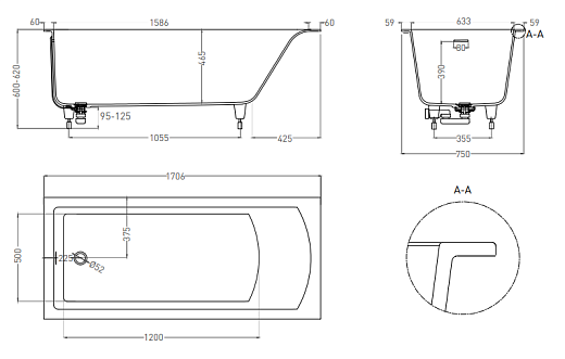 104323M Ванна Salini CASCATA KIT 170х75 (S-Stone, матовый) 104323M Ванна Salini CASCATA KIT 170х75 (S-Stone, матовый)