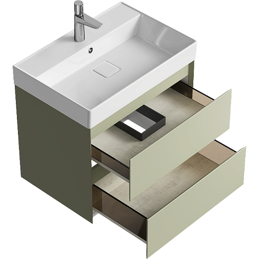 AQWELLA Geometria подвесная тумба под умывальник 65,5 см, цвет зелёный матовый