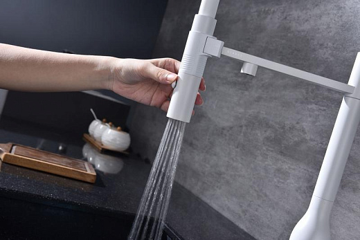 Смеситель PAULMARK MAGNETO ONE Ma213188-WH, (белый/белый матовый)