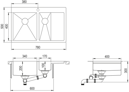 Мойка AquaSanita Steel LUNA 151 N-R Мойка AquaSanita Steel LUNA 151 N-R