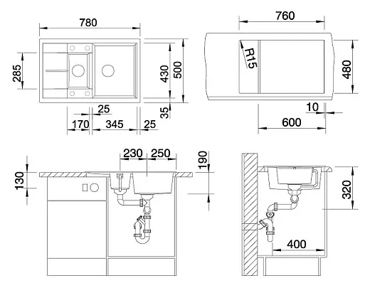 Мойка кухонная Blanco Metra 6 S Compact аллюменталлик