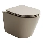 Подвесной унитаз Ceramicanova Balearica CN6000MC Rimless, безободковый, крышка микролифт, капучино матовый, сантехфарфор