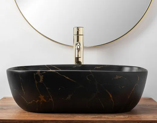 Умывальник Rea Belinda Black Marble Matt 46.5х33,5, REA-U8908