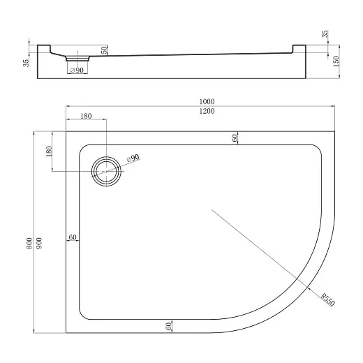 Поддон для душа Veconi Tezeo TZ-55L 120x80