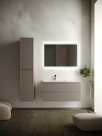 Тумба под раковину Sancos Snob R 100 см подвесная, левая, Doha Soft, SNR100LSM