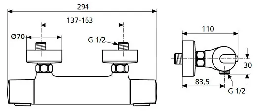 Термостат Ideal Standard Ceratherm 100 New A4618AA для душа