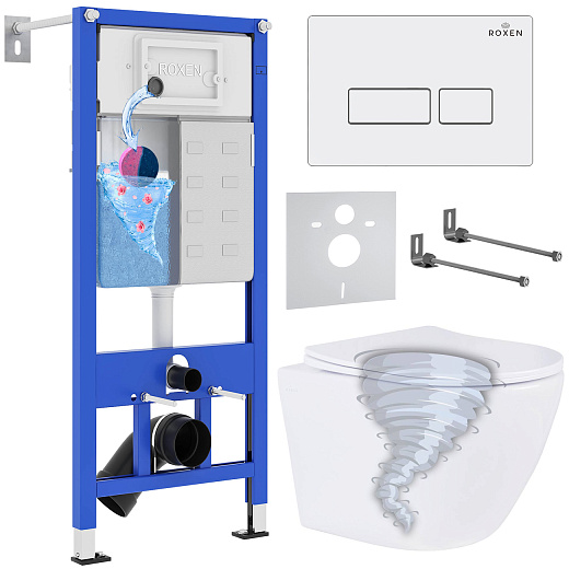 Комплект инсталляции с унитазом 6 в 1 Roxen StounFix Dual Fresh 968303 (состоит из: 710200, Caspia 410280W, 530205-01) Комплект инсталляции с унитазом 6 в 1 Roxen StounFix Dual Fresh 968303 (состоит из: 710200, Caspia 410280W, 530205-01)