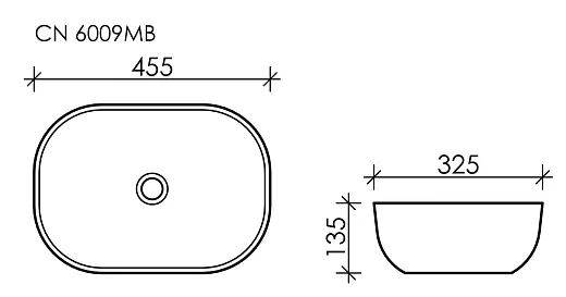 Раковина Ceramicanova Element накладная, 45.5 х 32.5 см, черный матовый, CN6009MB, сантехфарфор