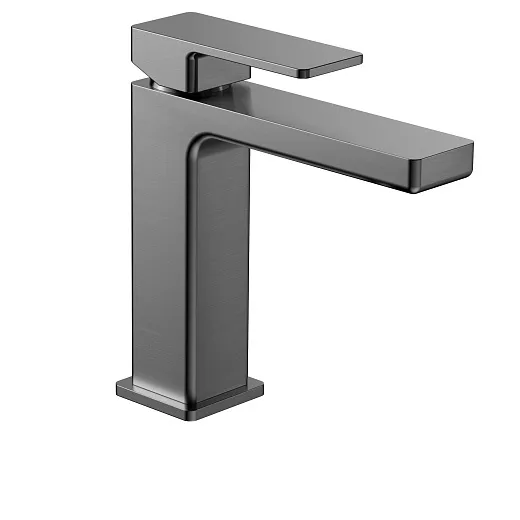 Смеситель для умывальника AQUAme Savona 12.5см, гладкий, подводка ½", оружейная сталь, AQM6810GM