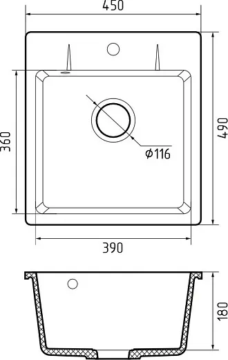 Мойка кухонная GF-UR-245 (черный)
