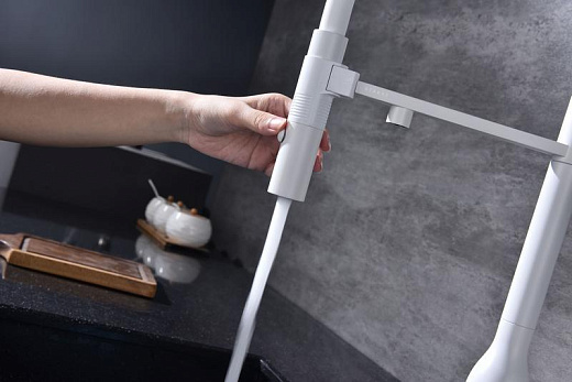 Смеситель PAULMARK MAGNETO ONE Ma213188-WH, (белый/белый матовый)