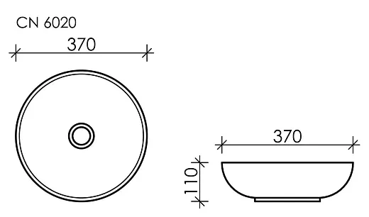 Умывальник Ceramicanova Element CN6020 37х37х11см накладной круглый без перелива, CN6020