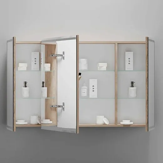 Зеркальный шкаф Sancos Mirror MI120EG, 120 см, с подсветкой, цвет дуб галифакс натуральный
