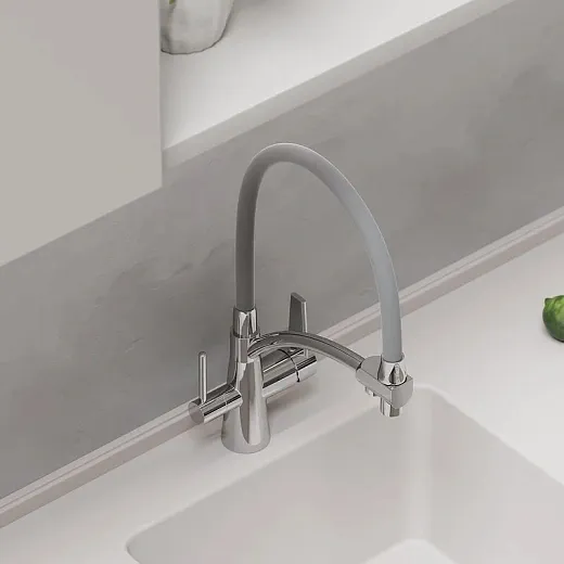 Смеситель для кухонной мойки Sancos Eri SC4001CH, с подключением к фильтру, с гибким изливом, цвет хром