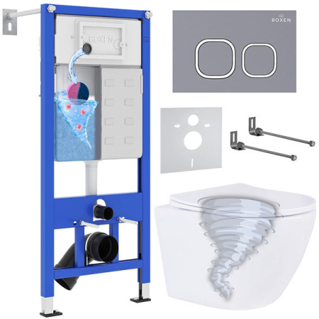 Комплект инсталляции с унитазом 6 в 1 Roxen StounFix Dual Fresh 968389 (состоит из: 710200, Santi 410280DG, 530205-01) Комплект инсталляции с унитазом 6 в 1 Roxen StounFix Dual Fresh 968389 (состоит из: 710200, Santi 410280DG, 530205-01)