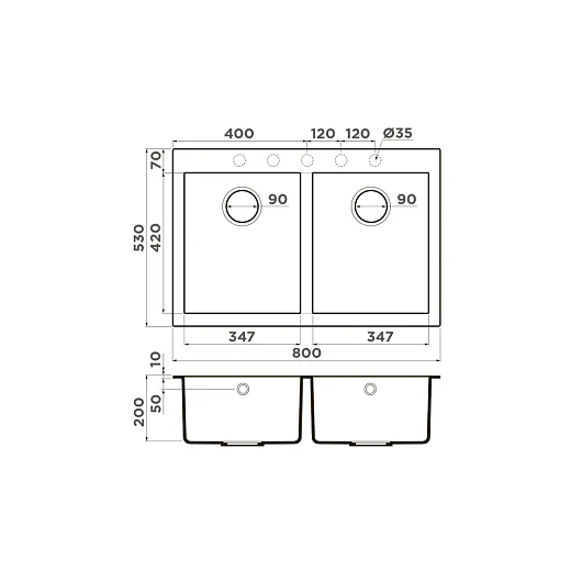 Кухонная мойка Omoikiri Bosen 80-2-GR Tetogranit/leningrad grey