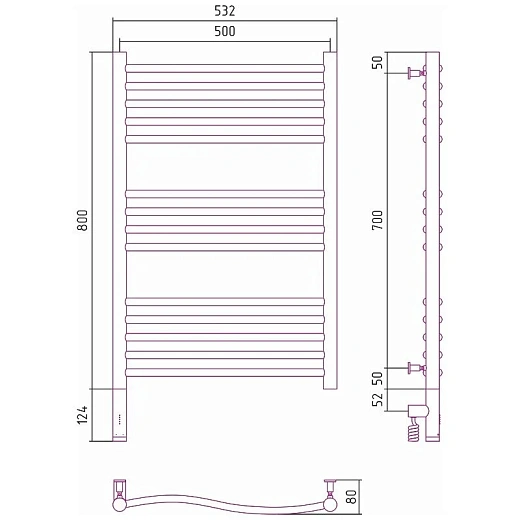 Полотенцесушитель электрический Сунержа Флюид 3.0, 800x500, цвет хром, 00-5820-8050/00-5821-8050 Полотенцесушитель электрический Сунержа Флюид 3.0, 800x500, цвет хром, 00-5820-8050/00-5821-8050