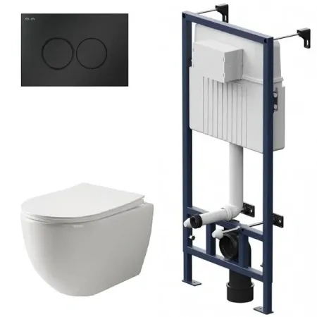 Инсталляция Am.Pm ProC с безободковым унитазом Ceramicanova Mia Rimless сиденье микролифт, сантехфарфор, клавиша смыва, I012707/CN1805/I070138