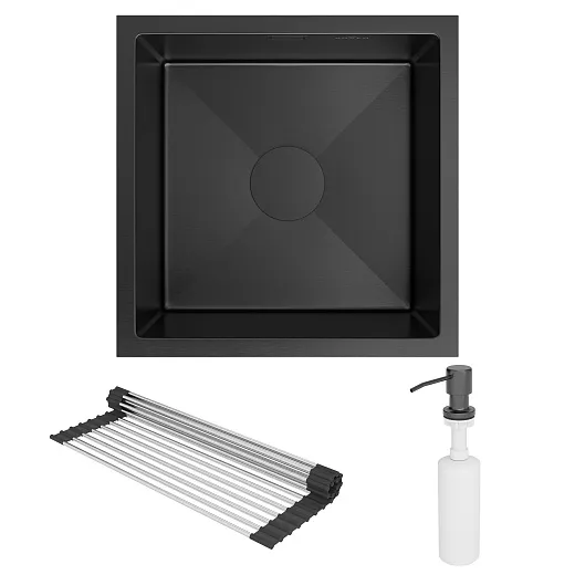 Кухонная мойка врезная Roxen Uno 44 PVD (графит) под столешницу