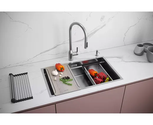 Кухонная мойка PAULMARK NEXT-MULTI SINK 74 UNI PM787445-BS (брашированная сталь)