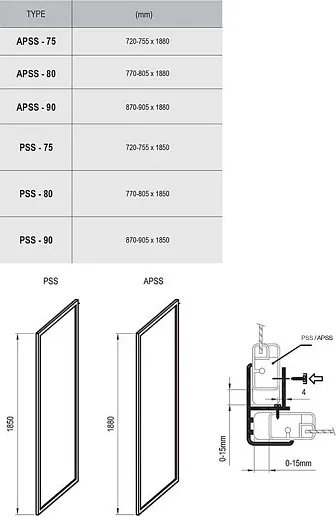 Душевая стенка APSS-80 198 белый+Pearl